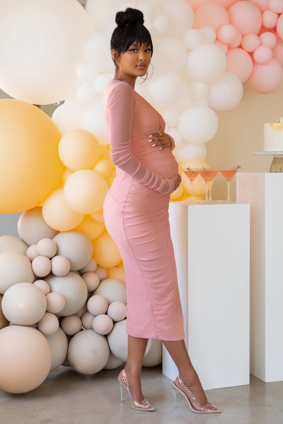 blush maternity dress